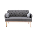 Velvet Sofa, Button Tufted Couch With 2 Pillows